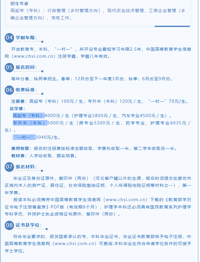 廊坊開放大學（廣陽分校）2023年招生簡章