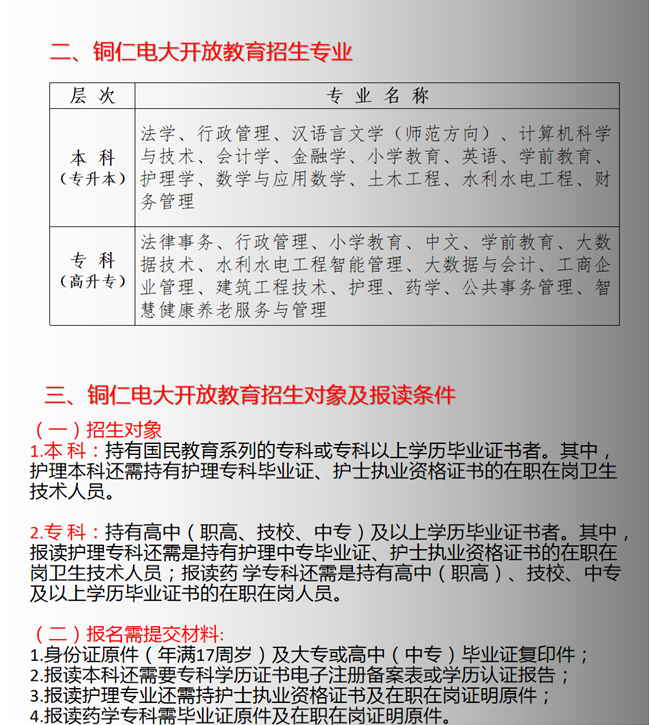 銅仁碧江開放大學秋季招生簡章