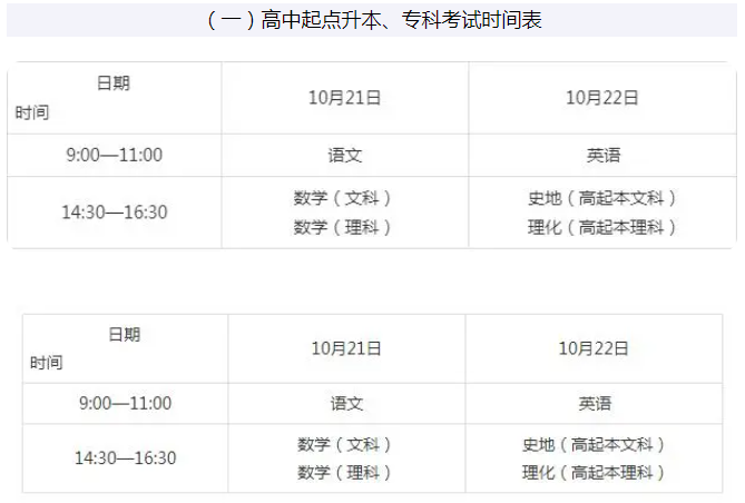 山西成人高考時間表？