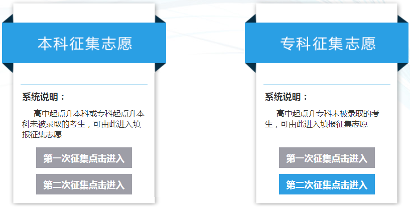 河北省成人高校招生征集志愿填報系統