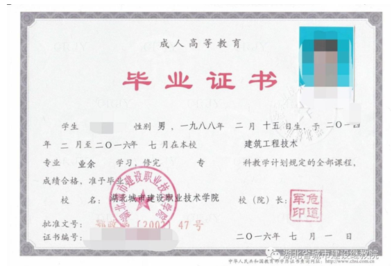 湖北城市建設職業技術學院2022年成人教育招生簡章