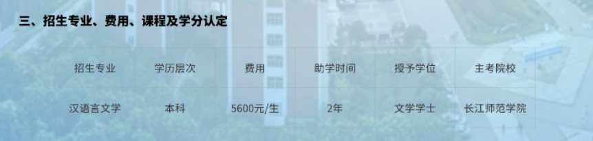 長江師范學院自學考試報名費用是多少? 長江師范學院自學考試報名費用是多少?