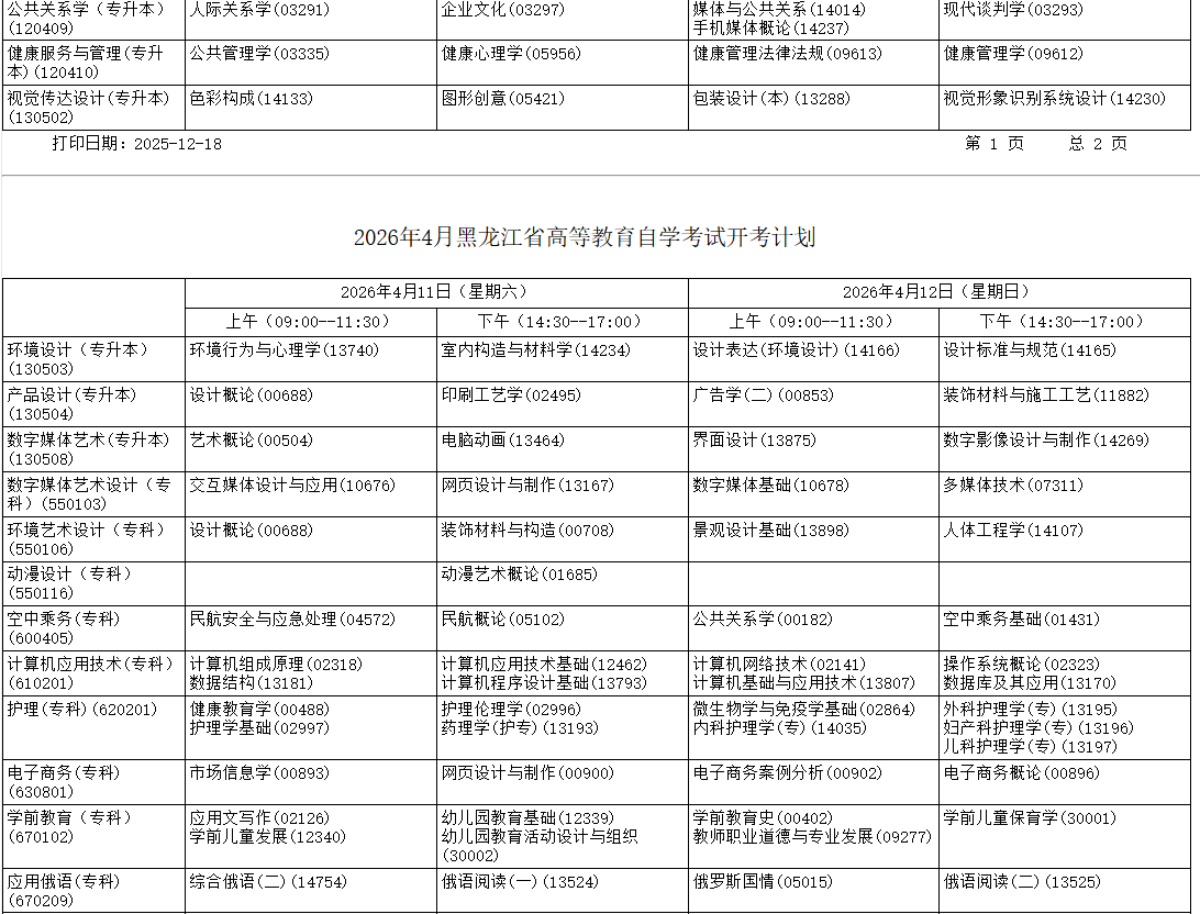 2026年4月黑龍江省雙鴨山市自考考試安排
