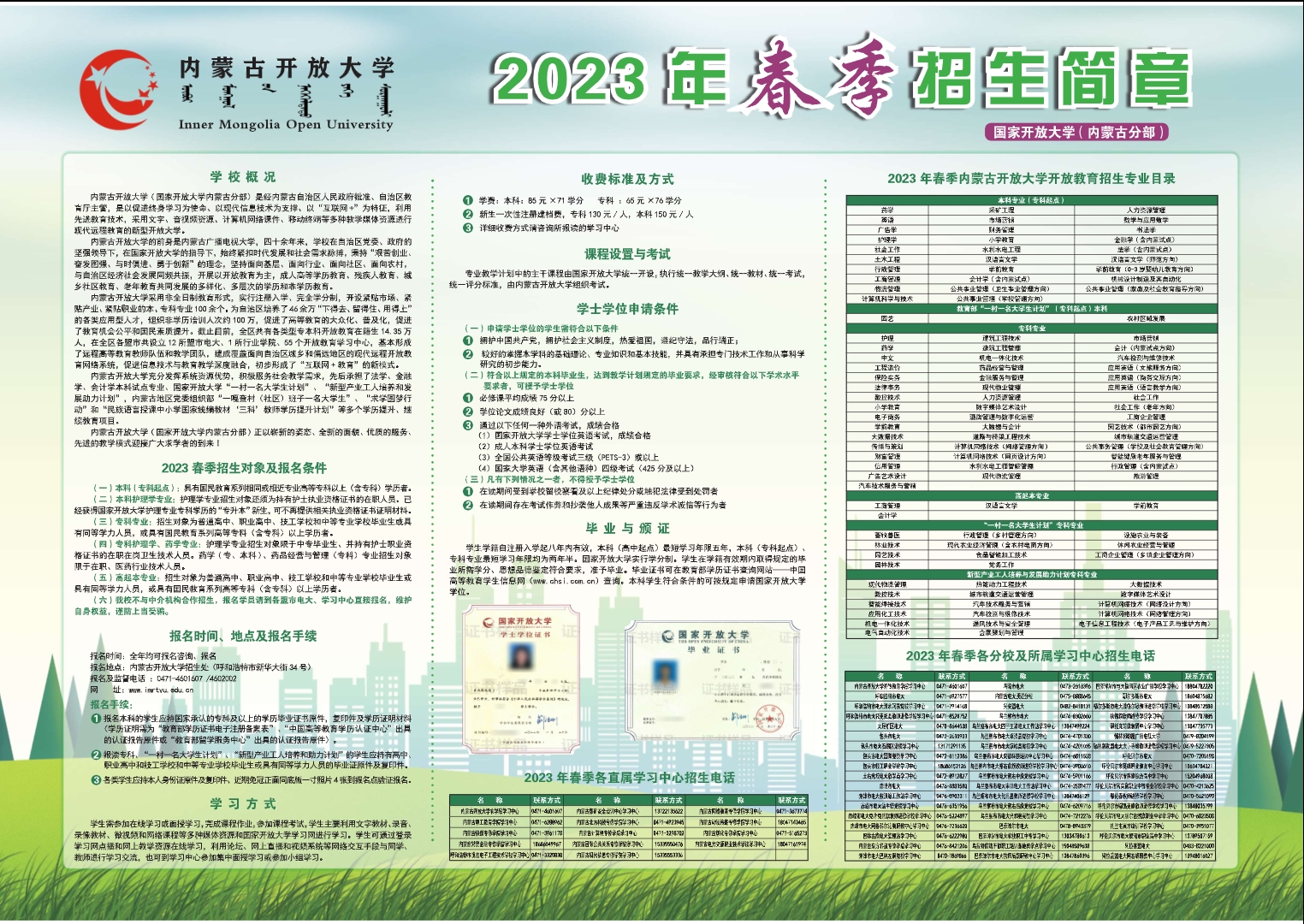 內蒙古鑲黃旗開放大學2023年春季招生簡章