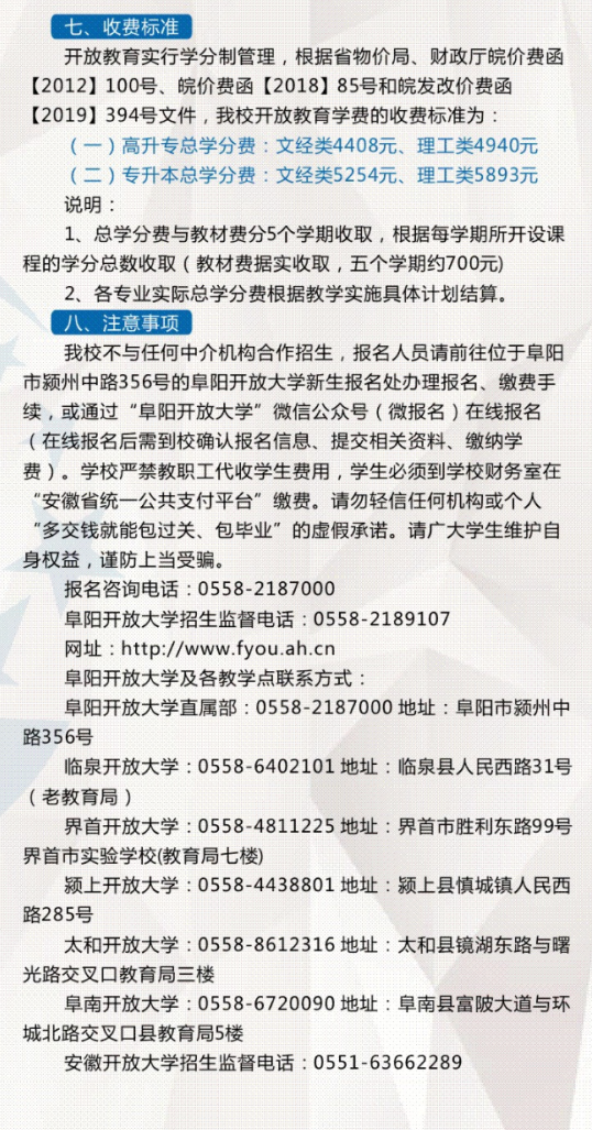 阜陽開放大學（潁泉分校）2022年秋季招生簡章