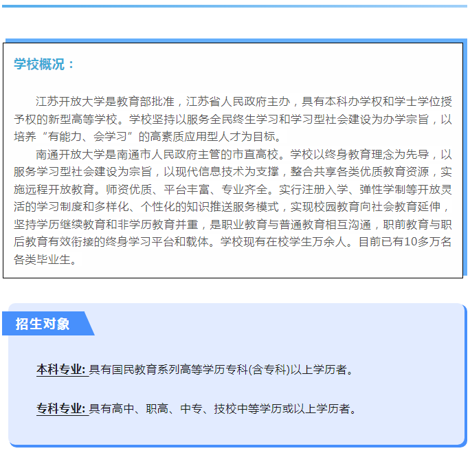 南通開放大學2021秋季招生簡章