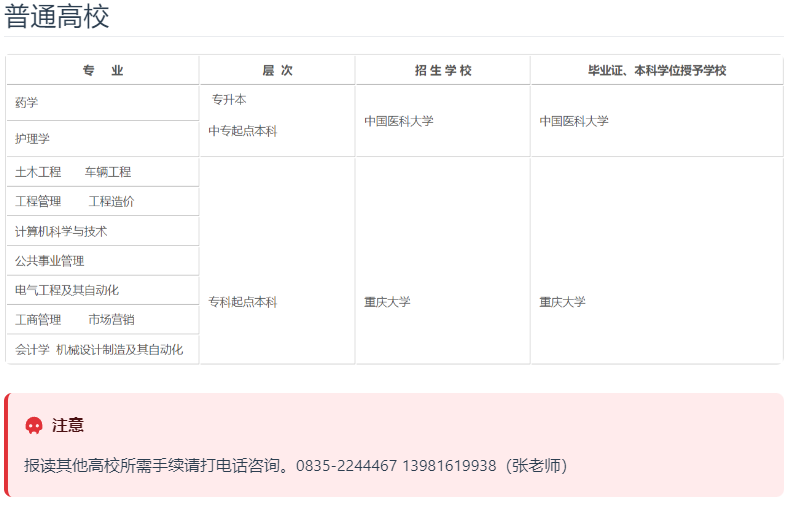 雅安開放大學招生簡章