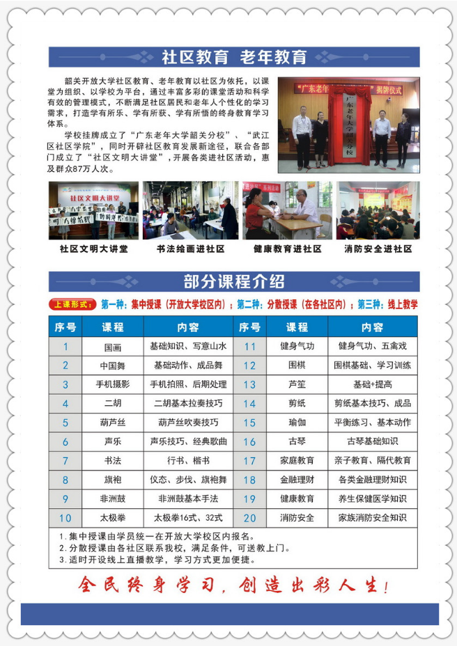 韶關開放大學（曲江分校）2023年春季招生簡章