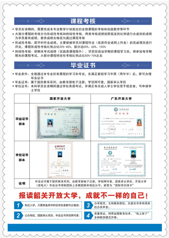 韶關開放大學（曲江分校）2023年春季招生簡章