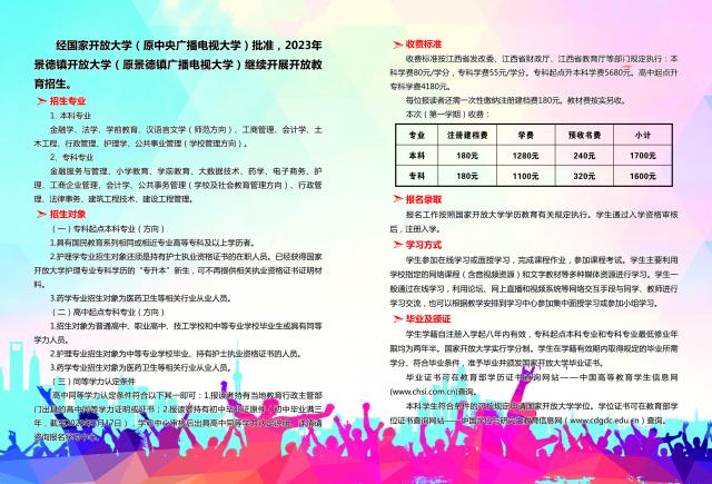 景德鎮昌江開放大學2023年春季開放教育招生簡章