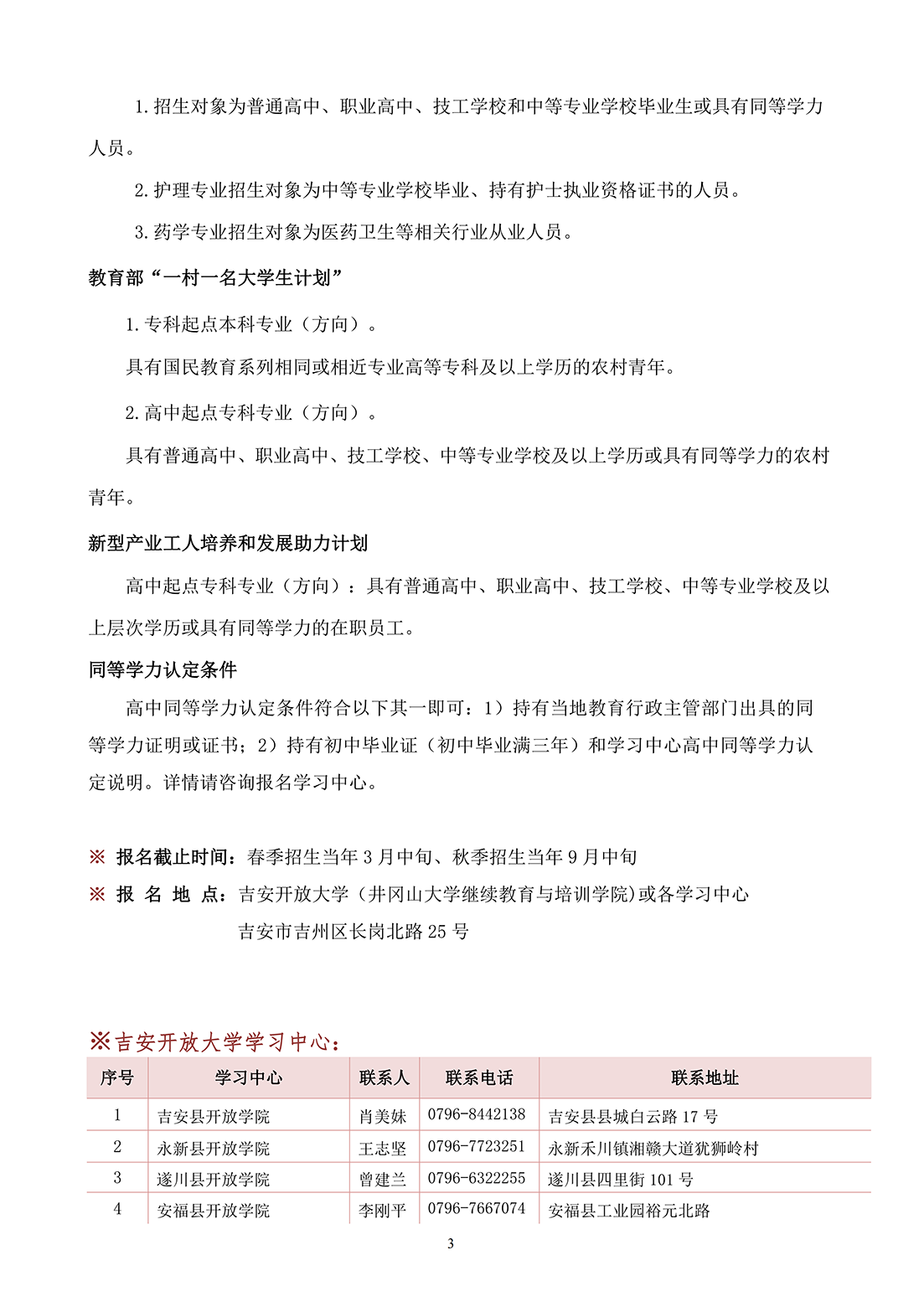 吉安泰和縣開放大學2023年春季開放教育招生簡章