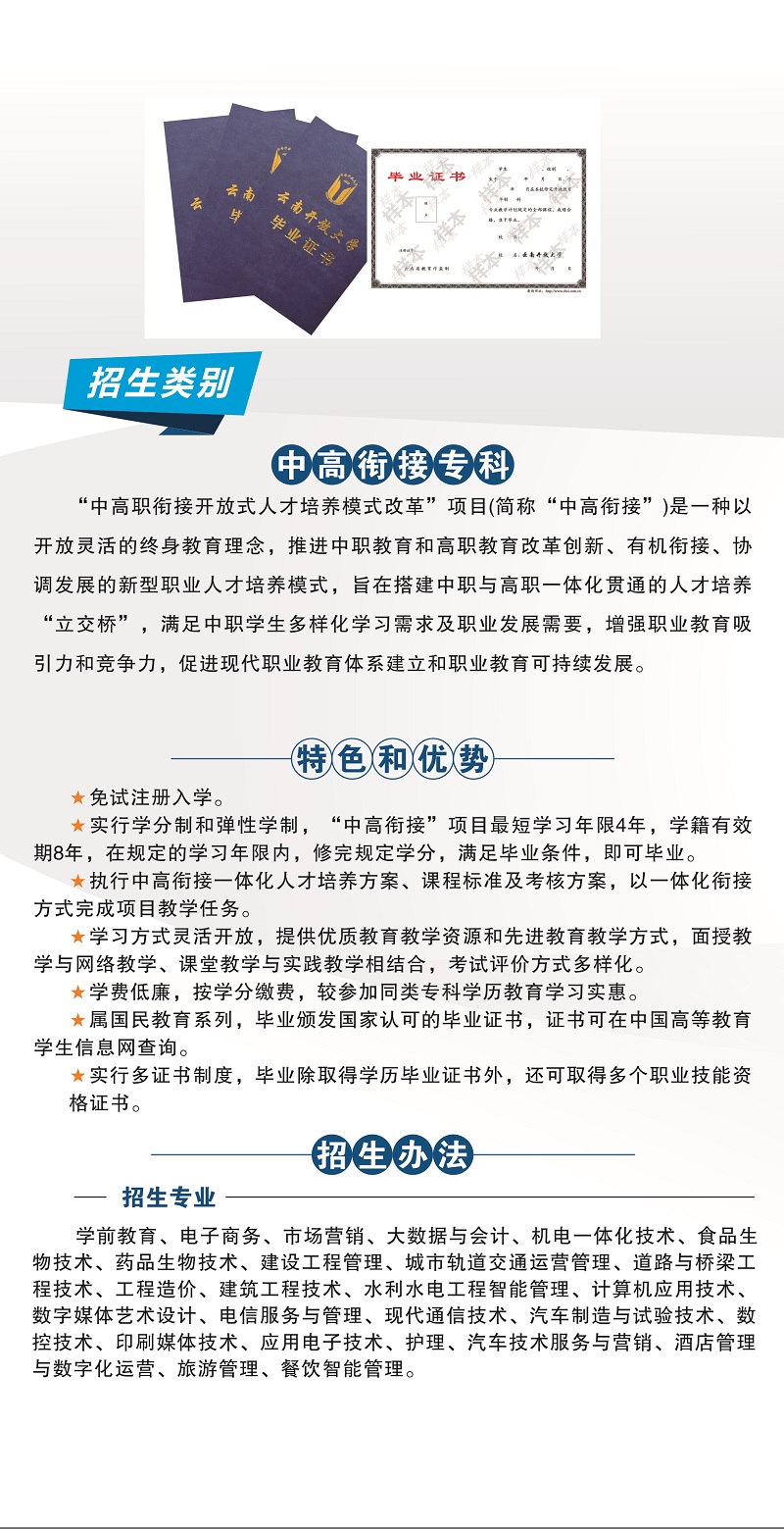 2023年春季云南開放大學招生簡章